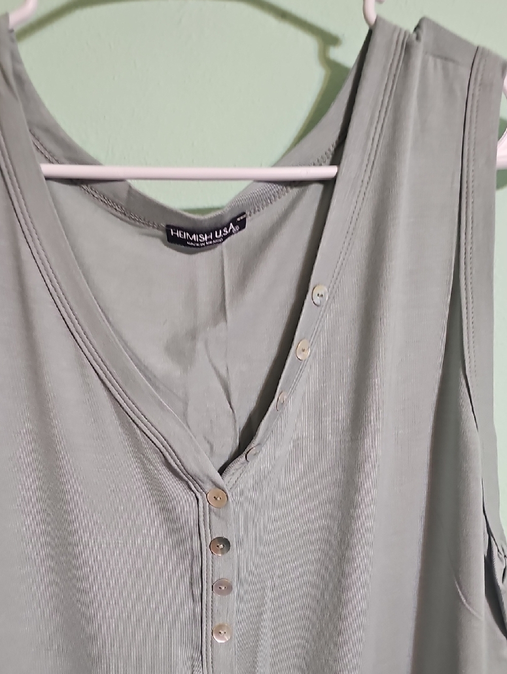 Heimish USA Women's Sage Green Button-Front Tank Top
